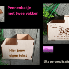 Pennenbakje 2 vaks personalisatie Pennenbakje met 2 vakken