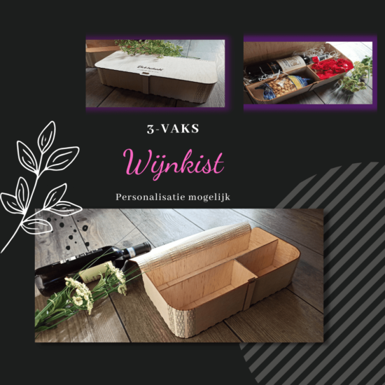 Wijnkist met 3 vakken