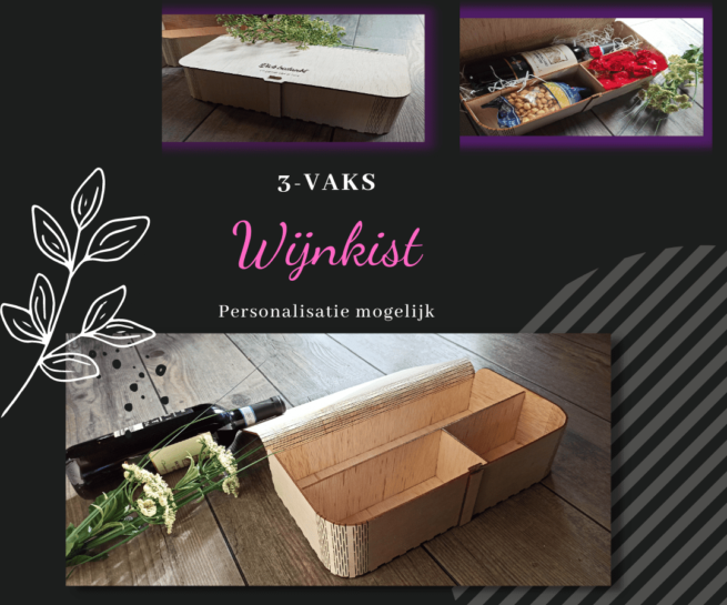 Wijnkist met 3 vakken