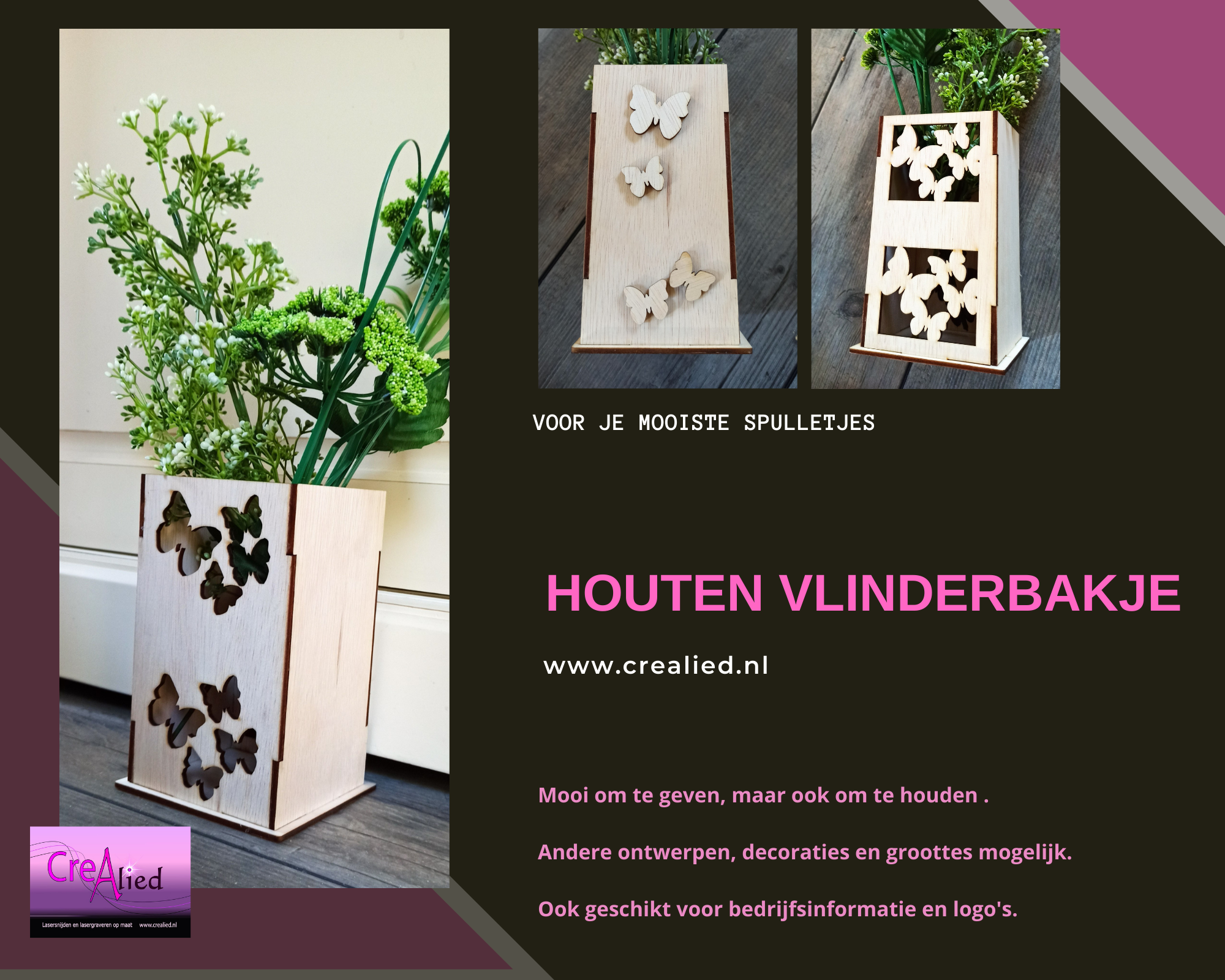 Houten vlinderbakjes